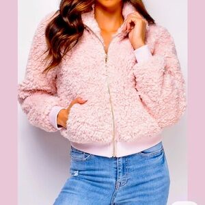 ASOS Light Pink Teddy Jacket size 4